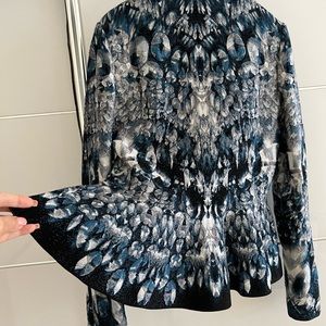 Alexander McQueen women's fitted cardigan, crystal jacquard blue - midnight blue